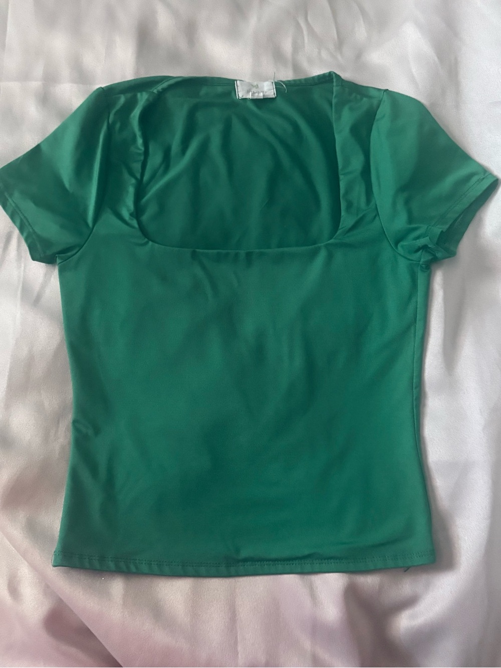 Women's Emerald Green Square Neck Short Sleeve Top